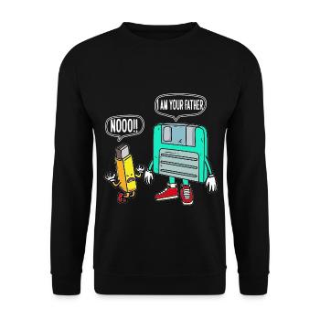 Retro It Nerd Je suis YOur Père Stockage de chemise - Sweat-shirt Unisexe - noir - Devant - Alina (178cm) & Michal (187cm)