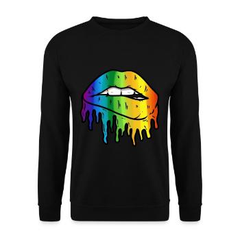 LGBT Rainbow Lip Gay Pride LGBTQ Lips Gay Pride - Sweat-shirt Unisexe - noir - Devant - Alina (178cm) & Michal (187cm)