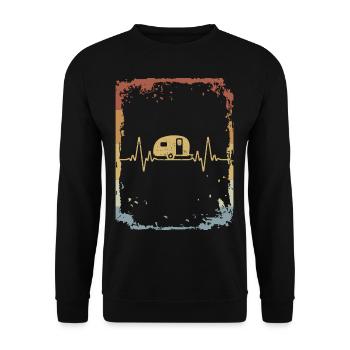 Heartbeat ECG Camper Caravan Camping Retro - Unisex Sweatshirt - black - Front - Alina (178cm) & Michal (187cm)