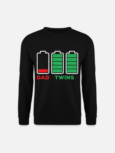 Dad Low Charge Battery Twins Full Charge Battery - Unisex Pullover - Schwarz