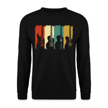 Retro Guitars Musicians Guitarists Electric Guitar - Unisex Sweatshirt - black - Front - Alina (178cm) & Michal (187cm)