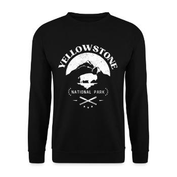 Yellowstone National Park Vintage Bison Hiking - Unisex Pullover - Schwarz - Vorne - Alina (178cm) & Michal (187cm)