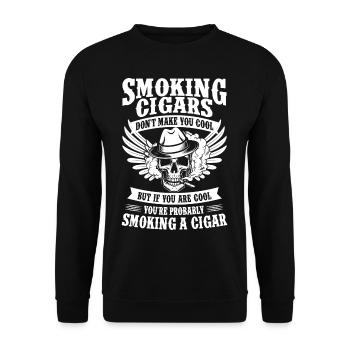 Fumeur de cigares Crâne d’amateur de cigares - Sweat-shirt Unisexe - noir - Devant - Alina (178cm) & Michal (187cm)