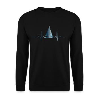 Sailboat Hearbeat - Unisex Pullover - Schwarz - Vorne - Alina (178cm) & Michal (187cm)