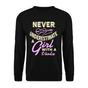 Viola – Never Underestimate A Girl - Unisex Sweatshirt - black - Front - Alina (178cm) & Michal (187cm)