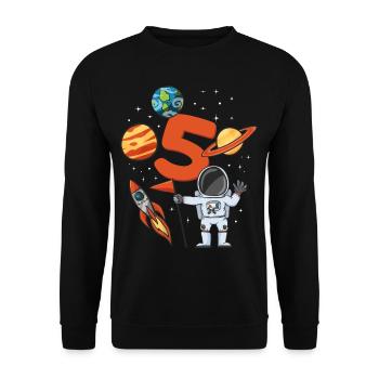Anniversaire d’astronaute 5 ans - Sweat-shirt Unisexe - noir - Devant - Alina (178cm) & Michal (187cm)