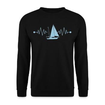 Sailor Sailboat Heartbeat Sailing - Unisex Sweatshirt - black - Front - Alina (178cm) & Michal (187cm)
