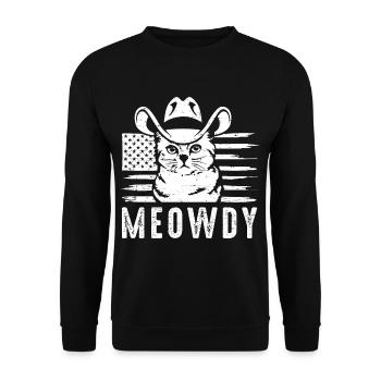 Meowdy US Flag Texas Cat Meow Howdy - Unisex Pullover - Schwarz - Vorne - Alina (178cm) & Michal (187cm)