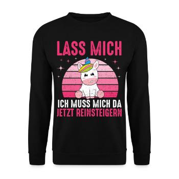 Lass mich Ich Muss Mich Jetzt Reinsteigern Einhorn - Unisex Pullover - Schwarz - Vorne - Alina (178cm) & Michal (187cm)