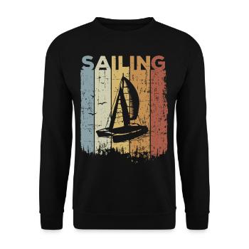 Katamaran Retro Segeln Segelboot Kapitän Segel - Unisex Pullover - Schwarz - Vorne - Alina (178cm) & Michal (187cm)