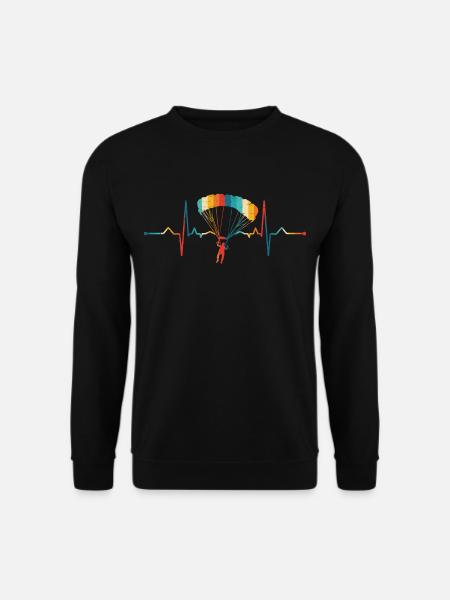 Retro Paragleiter Herzschlag EKG Herzfrequenz - Unisex Pullover - Schwarz