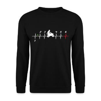 Quad Fahrer Herzschlag Offroad ATV Schaltung - Unisex Pullover - Schwarz - Vorne - Alina (178cm) & Michal (187cm)