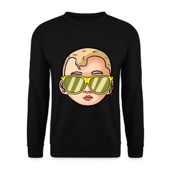 Blondes Comic-Gesicht Idol-Sonnenbrillen-T-Shirt - Unisex Pullover - Schwarz - Vorne - Alina (178cm) & Michal (187cm)