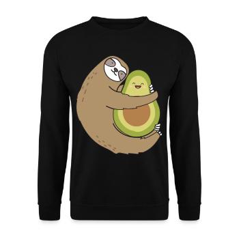 Paresseux Étreignant l’avocat végétalien - Sweat-shirt Unisexe - noir - Devant - Alina (178cm) & Michal (187cm)