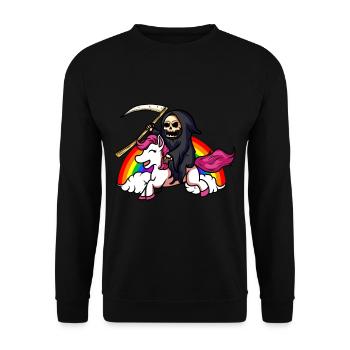 Death Riding Unicorn Funny Unicorns - Unisex Sweatshirt - black - Front - Alina (178cm) & Michal (187cm)