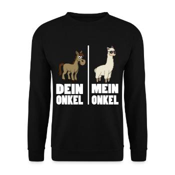 Nichte Neffe Von Onkel Patenonkel Dein Onkel Mein - Unisex Pullover - Schwarz - Vorne - Alina (178cm) & Michal (187cm)