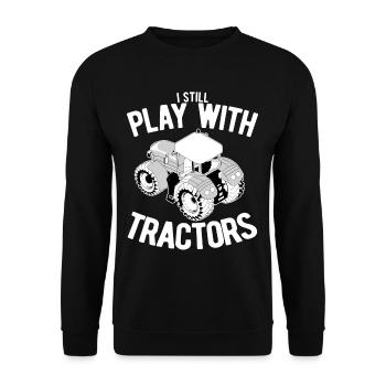 Je joue avec des tracteurs - Idée cadeau tracteur - Sweat-shirt Unisexe - noir - Devant - Alina (178cm) & Michal (187cm)