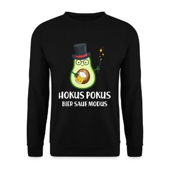 Hokus Pokus Bier Sauf Modus Avocado Zauberer - Unisex Pullover - Schwarz - Vorne - Alina (178cm) & Michal (187cm)