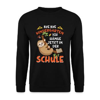 Bye Kindergarten ich hänge jetzt in der Schule ab - Unisex Pullover - Schwarz - Vorne - Alina (178cm) & Michal (187cm)