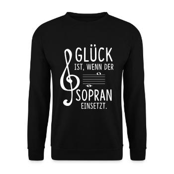 Glück ist wenn der Sopran einsetzt Chor Sänger - Unisex Pullover - Schwarz - Vorne - Alina (178cm) & Michal (187cm)