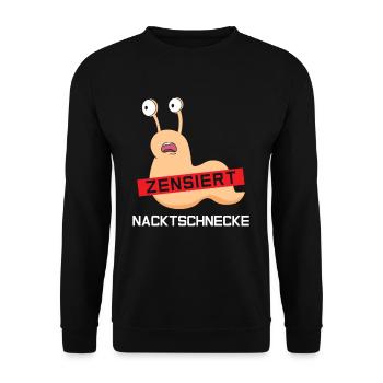 Nacktschnecke Zensiert - Unisex Pullover - Schwarz - Vorne - Alina (178cm) & Michal (187cm)