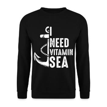 I Need Vitamin Sea Sailboat - Unisex Pullover - Schwarz - Vorne - Alina (178cm) & Michal (187cm)