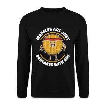 Waffles are just pancakes with abs - Unisex Sweatshirt - black - Front - Alina (178cm) & Michal (187cm)
