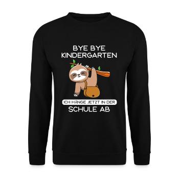 Bye Kindergarten Ich Hänge Jetzt in Der Schule Ab - Unisex Pullover - Schwarz - Vorne - Alina (178cm) & Michal (187cm)