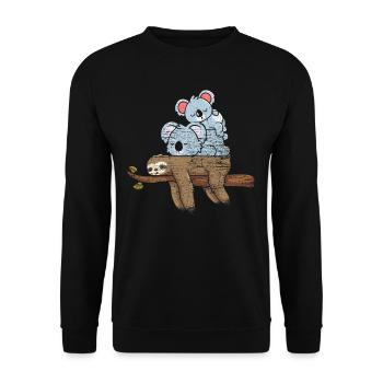 Sloth Koala Gift - Unisex Sweatshirt - black - Front - Alina (178cm) & Michal (187cm)