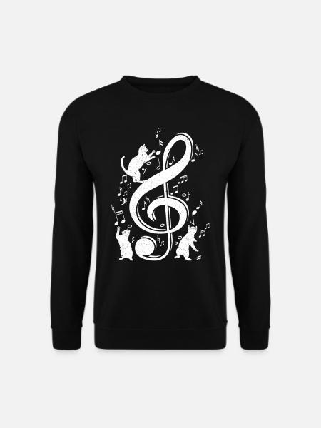 Notenschlüssel Katze Violinschlüssel Kätzchen - Unisex Pullover - Schwarz