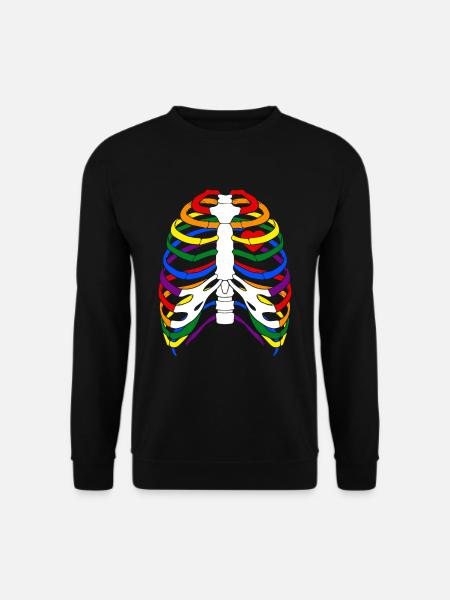 LGBT Regenbogen Skelett Brustkorb Gay Halloween - Unisex Pullover - Schwarz