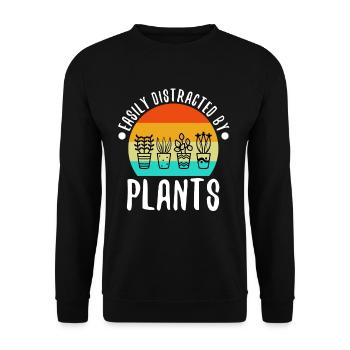 Facilement distrait par les plantes - Sweat-shirt Unisexe - noir - Devant - Alina (178cm) & Michal (187cm)
