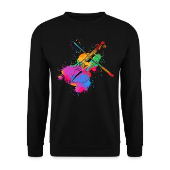 Violon Splash Coloré Violon Joueur Musique Orchestre Violon - Sweat-shirt Unisexe - noir - Devant - Alina (178cm) & Michal (187cm)