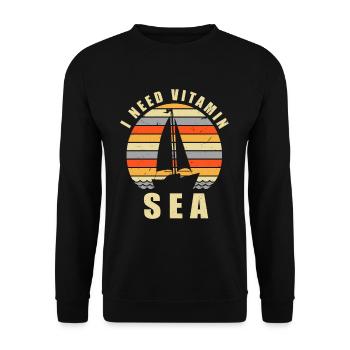 I Need Vitamin Sea Vintage Segler Segelboot Retro - Unisex Pullover - Schwarz - Vorne - Alina (178cm) & Michal (187cm)