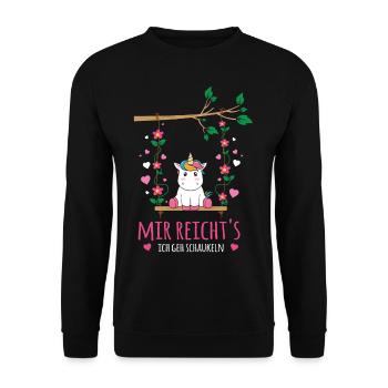 Mir Reichts Ich Geh Schaukeln Schaukel Einhorn - Unisex Pullover - Schwarz - Vorne - Alina (178cm) & Michal (187cm)