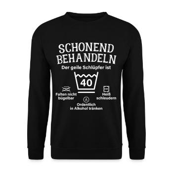 Schonend Behandeln Geiler Schlüpfer 40. Geburtstag - Unisex Pullover - Schwarz - Vorne - Alina (178cm) & Michal (187cm)