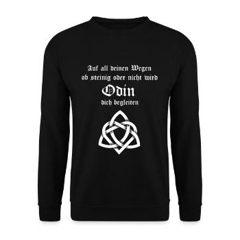 Wikinger Spruch Nordmänner Odin Mit Uns Germanen - Unisex Pullover - Schwarz - Vorne - Alina (178cm) & Michal (187cm)