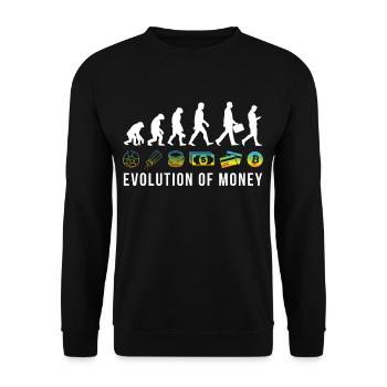 Crypto Bitcoin The Evolution Of Money - Unisex Pullover - Schwarz - Vorne - Alina (178cm) & Michal (187cm)