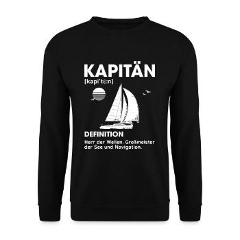 Kapitän Definition Herr der Wellen Großmeister See - Unisex Pullover - Schwarz - Vorne - Alina (178cm) & Michal (187cm)