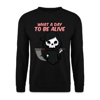 What a day to be alive - Unisex Pullover - Schwarz - Vorne - Alina (178cm) & Michal (187cm)