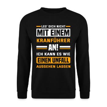 Kran Kranfahrer Kranführer Bauarbeiter Geschenk - Unisex Pullover - Schwarz - Vorne - Alina (178cm) & Michal (187cm)
