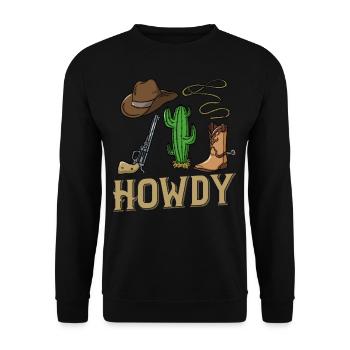 Cowboy Western Country - Unisex Pullover - Schwarz - Vorne - Alina (178cm) & Michal (187cm)