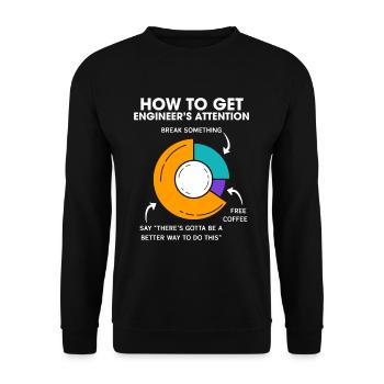 How To Get Engineers Attention Engineering - Unisex Sweatshirt - black - Front - Alina (178cm) & Michal (187cm)