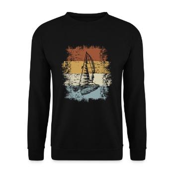 Katamaran Segelboot - Unisex Pullover - Schwarz - Vorne - Alina (178cm) & Michal (187cm)