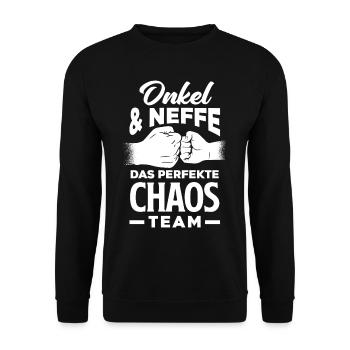 Onkel Und Neffe - Unisex Pullover - Schwarz - Vorne - Alina (178cm) & Michal (187cm)