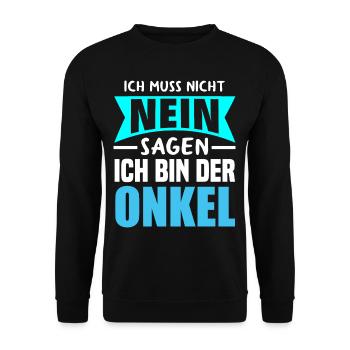 Onkel Spruch Cooler Onkel - Unisex Pullover - Schwarz - Vorne - Alina (178cm) & Michal (187cm)
