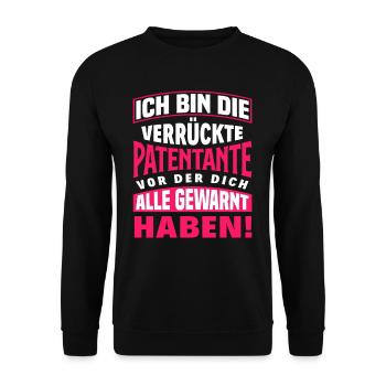Patentante Taufe Patentanten Geschenk - Unisex Pullover - Schwarz - Vorne - Alina (178cm) & Michal (187cm)