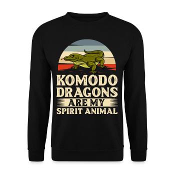 Komodowaran Komododrache Waran Echse Indonesische - Unisex Pullover - Schwarz - Vorne - Alina (178cm) & Michal (187cm)