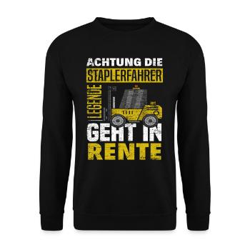 Staplerfahrer Rente - Unisex Pullover - Schwarz - Vorne - Alina (178cm) & Michal (187cm)