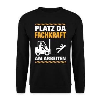 Staplerfahrer Lager Lagerarbeiter - Unisex Pullover - Schwarz - Vorne - Alina (178cm) & Michal (187cm)